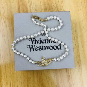 BRAND NEW Vivienne westwood gold Orb Pearl Choker Necklace